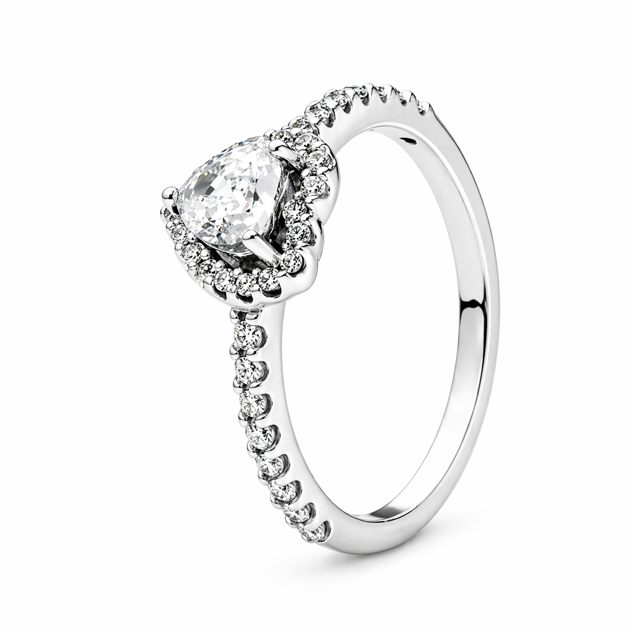 Bague Blanc Pandora Cœur Halo | Argent 925