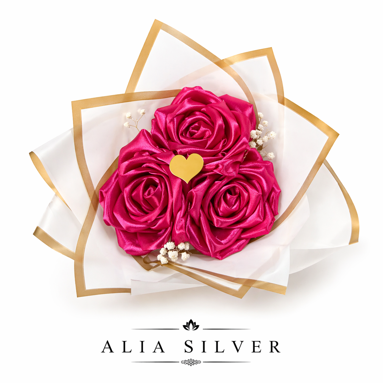 Bouquet Éternel Rose Fuchsia – Alia Silver