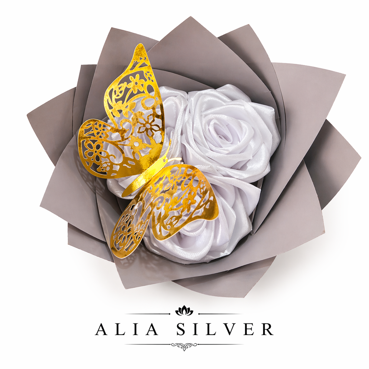 Bouquet Éternel Papillon Blanc – Alia Silver