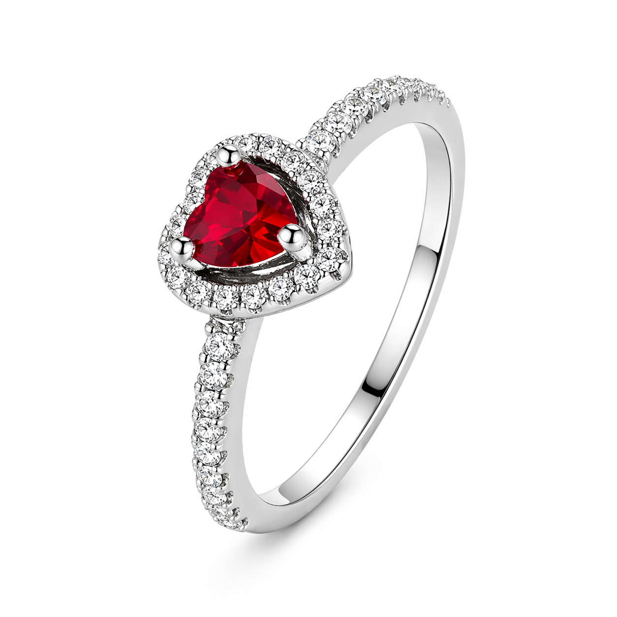 Bague Rouge Pandora Cœur Halo  | Argent 925