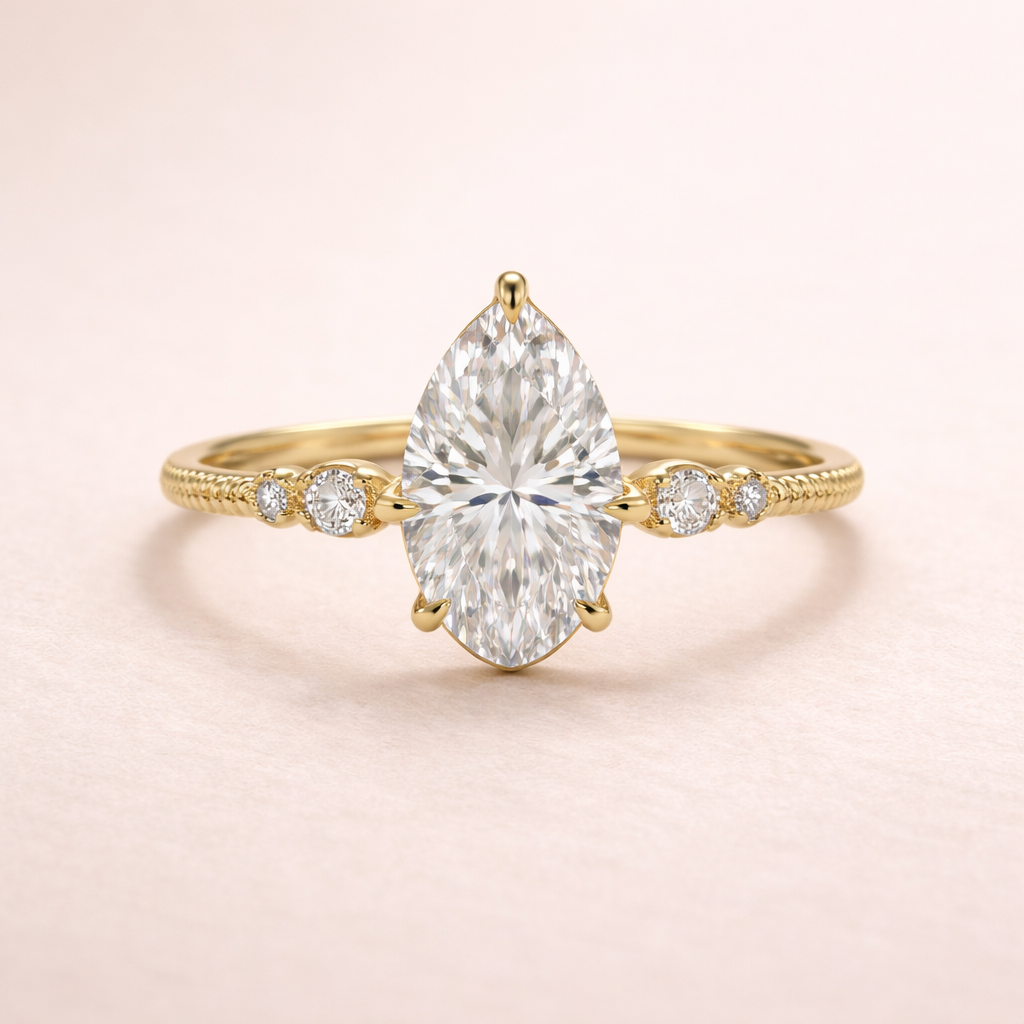Bague Pear Élégance Trois Pierres – Or