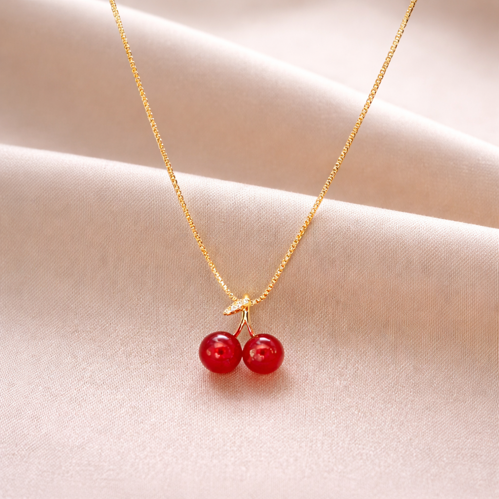 🍒 Collier Cerises – Élégance douce et féminine