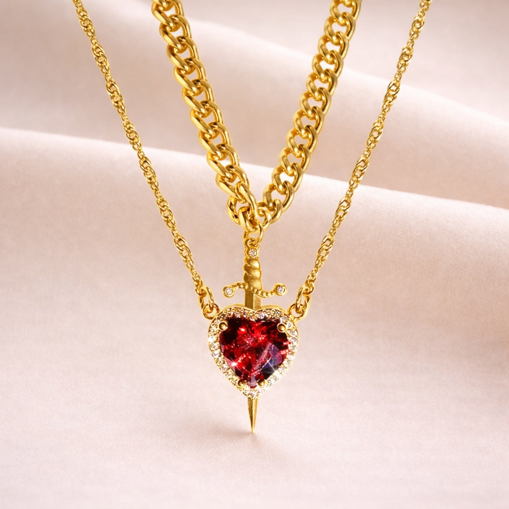 Collier Cœur Épée – Symbole d’amour et de force