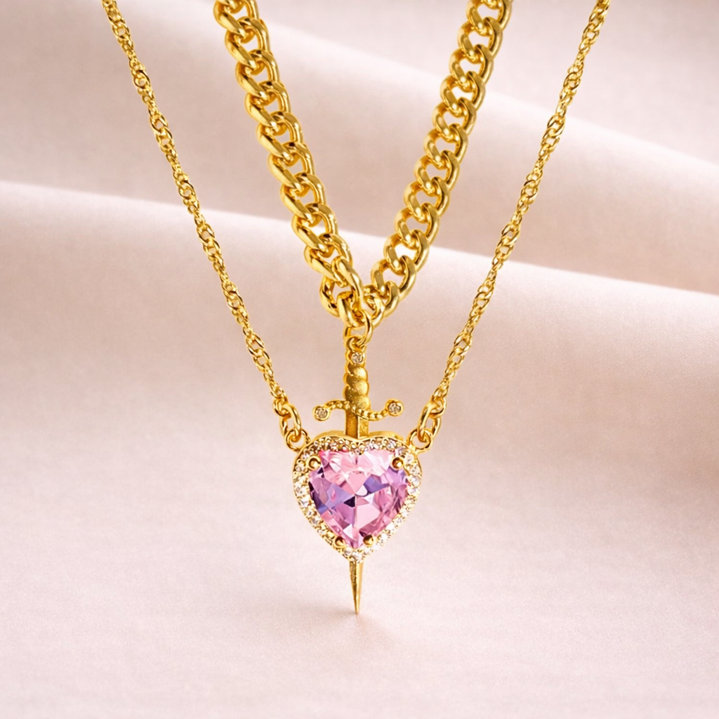 Collier Cœur Épée – Symbole d’amour et de force
