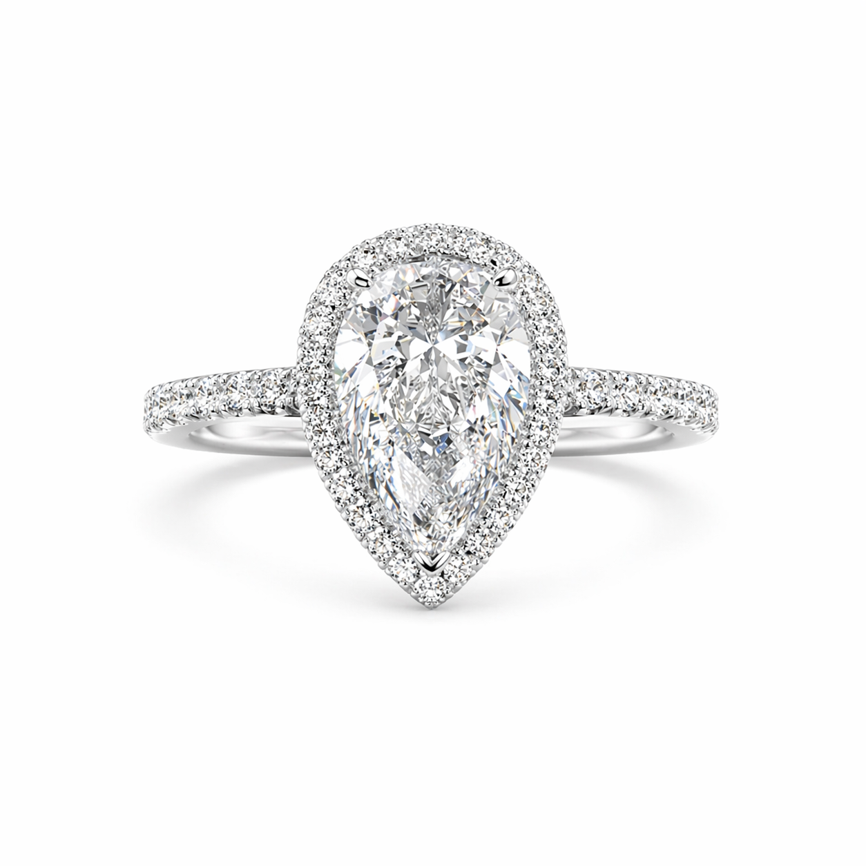 Pear Halo Ring