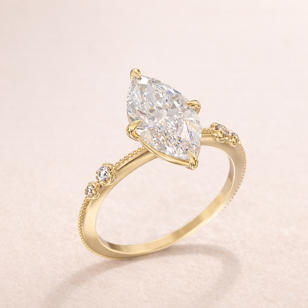 Bague Marquise Élégance Latérale – Or